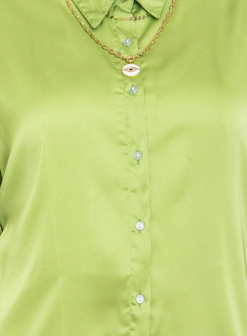 Apple Satin Over Size Shirt - Khotwh